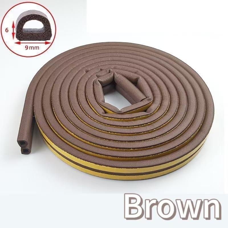 5m/10m D Shape Window Seal Strip 4 Colors Self-adhesive Rubber Weather Stripping Door Windproof Insulation Noise Tapes