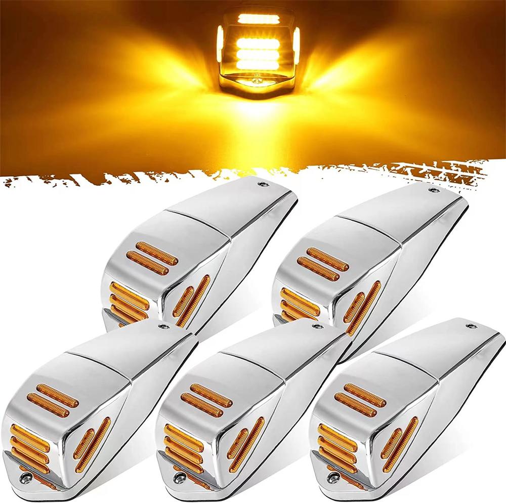 

5Pcs Cab Marker Lights 48 LED Side Marker Light Kenworth Replacement Amber LED Flat Line Square Cab Light