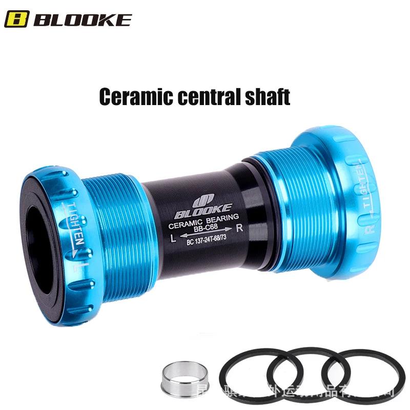 BLOOKE-Bicycle Bottom Bracket BBc68 Sealed Ceramics Bearing, Central Movement Axis Crankset, Hollowtech Crank Shaft