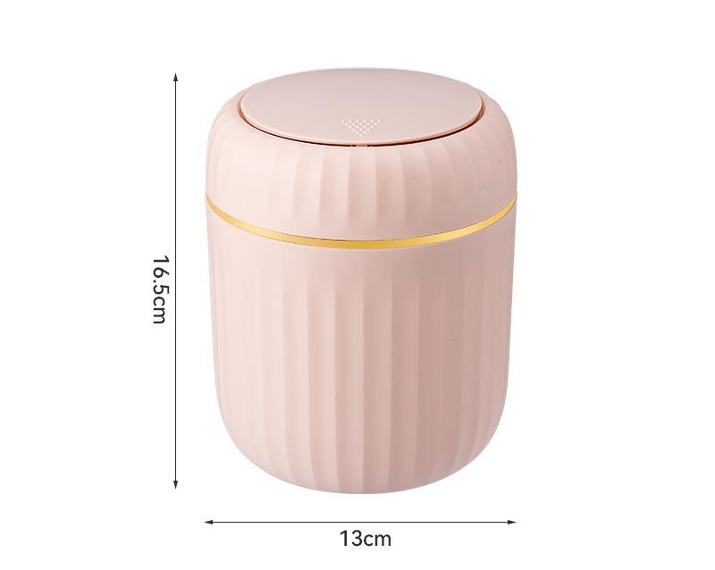 

Light Luxury Press-Top Mini Trash Can with Lid Creative Compact Garbage Bin for Coffee Table Office Living Room Study Desktop розовый