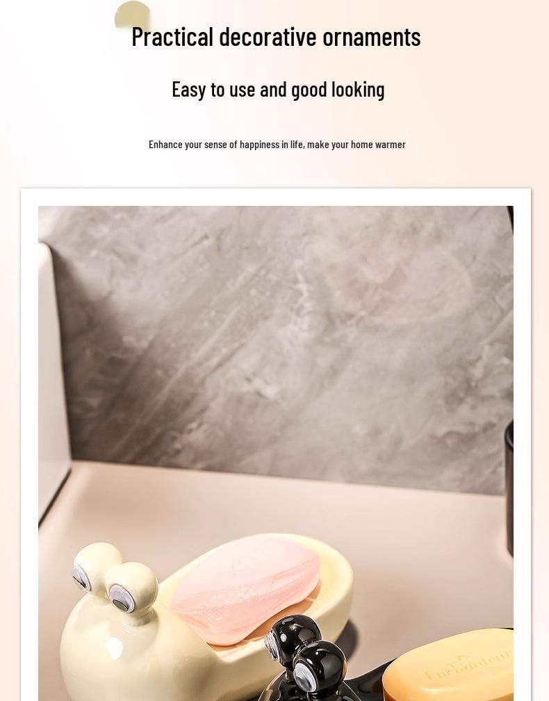 Creative Snail Ceramic Soap Dish with Water Filter for Bathroom