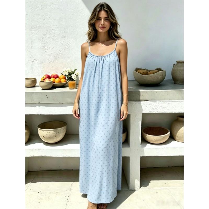 Long Backless Sleeveless Wrap Dress Women 2026 Loose Fit Casual Beach Vacation