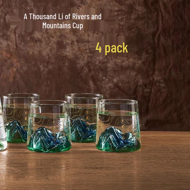 Ailanhui Jia SJ Thousand Miles Landscape Tea Cup Set Set of 4 Cups