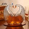 Bar Cabinet Display Piece Goose Shaped Whiskey Decanter, 3D Animal Glass Bottle with Stopper, Transparent Amber Novelty Wine Dispenser for Home
