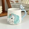 Cute Rainbow Unicorn Ceramic Mug with Lid Spoon Girl Heart Drink Water Cup Office Coffee Cup Gift