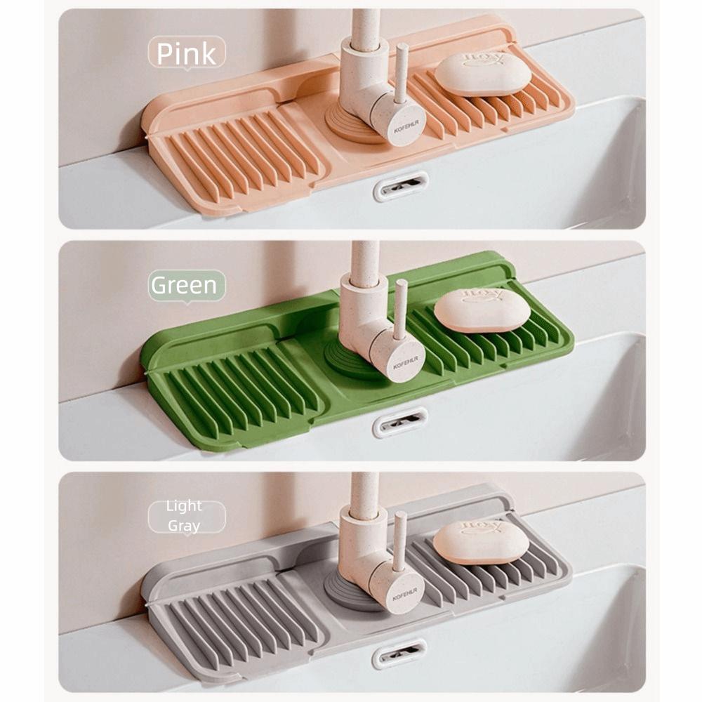Non Slip Faucet Splash  Pad Slope Water Drip Catcher Reusable Silicone Sink Drying Mat  Sink