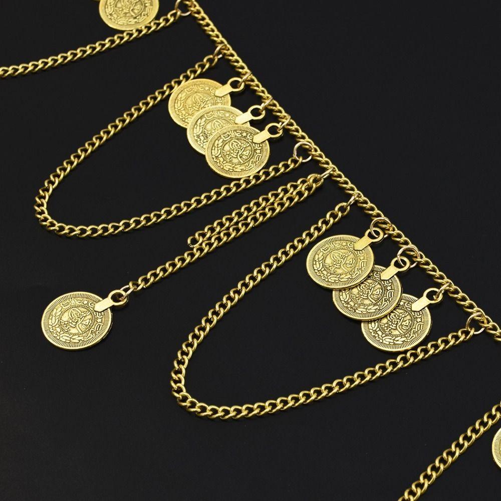 Coin Pendant Metal Body Chain Belt Belly Dance Body Chain Vintage Tassel Waist Chain  Girls