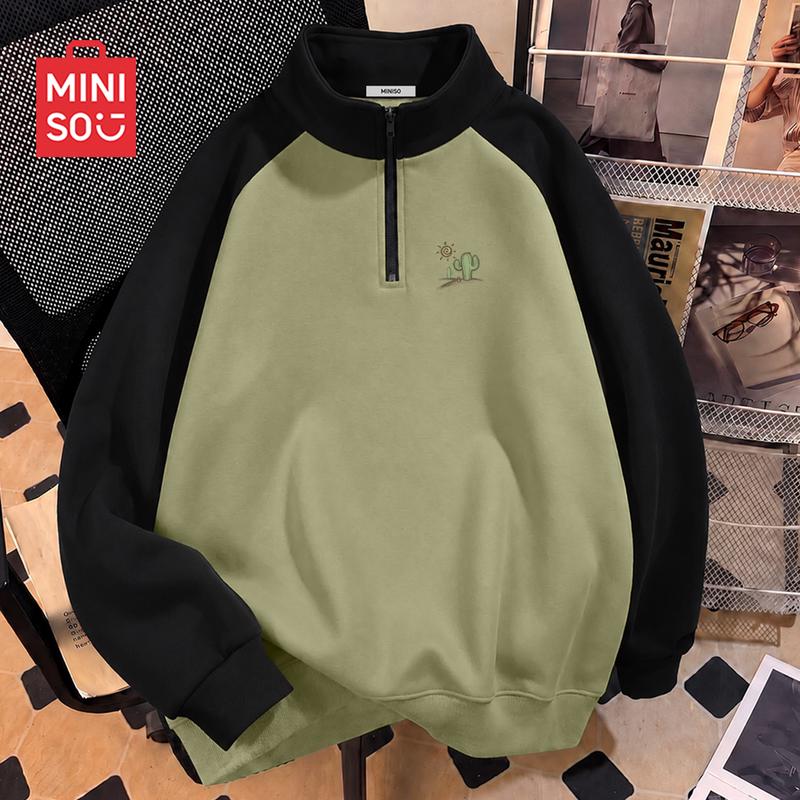 MINISO Men's Casual Half-Zip Pullover Sweatshirt