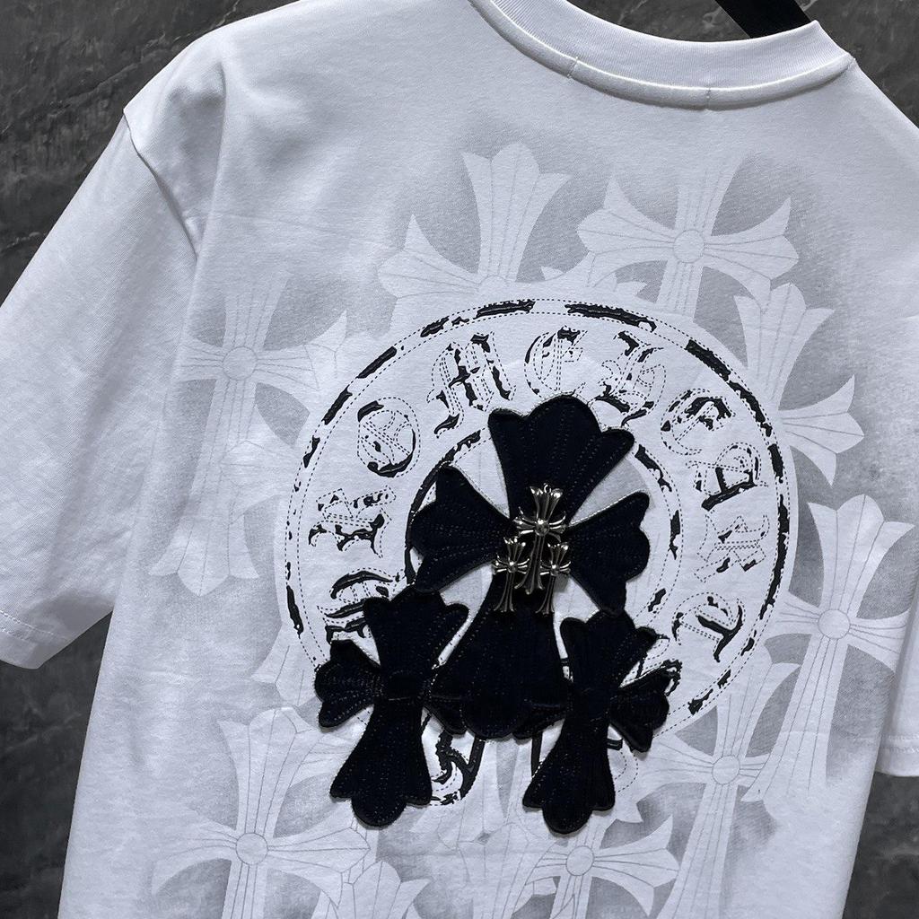 8929 CHROME HEARTS 2026 Summer New High Quality Cotton Round Neck Loose Large Size Men's and Women's T-shirt Couple T-shirt