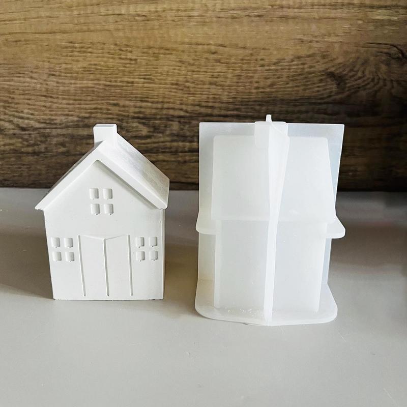 Christmas Silicone House Molds 3D House Shape Candle Mould Christmas Silicone Molds Reusable Resin Molds Non-Stick Plaster Soap