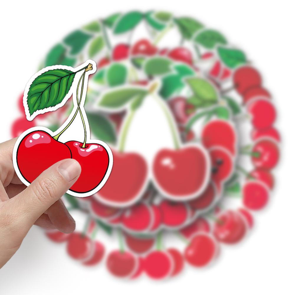 10/50pcs Cute Red Cherry Aesthetic Stickers Decal Laptop Luggage Phone Fridge Scrapbook Car Graffiti Sticker for Girl Kid Toys