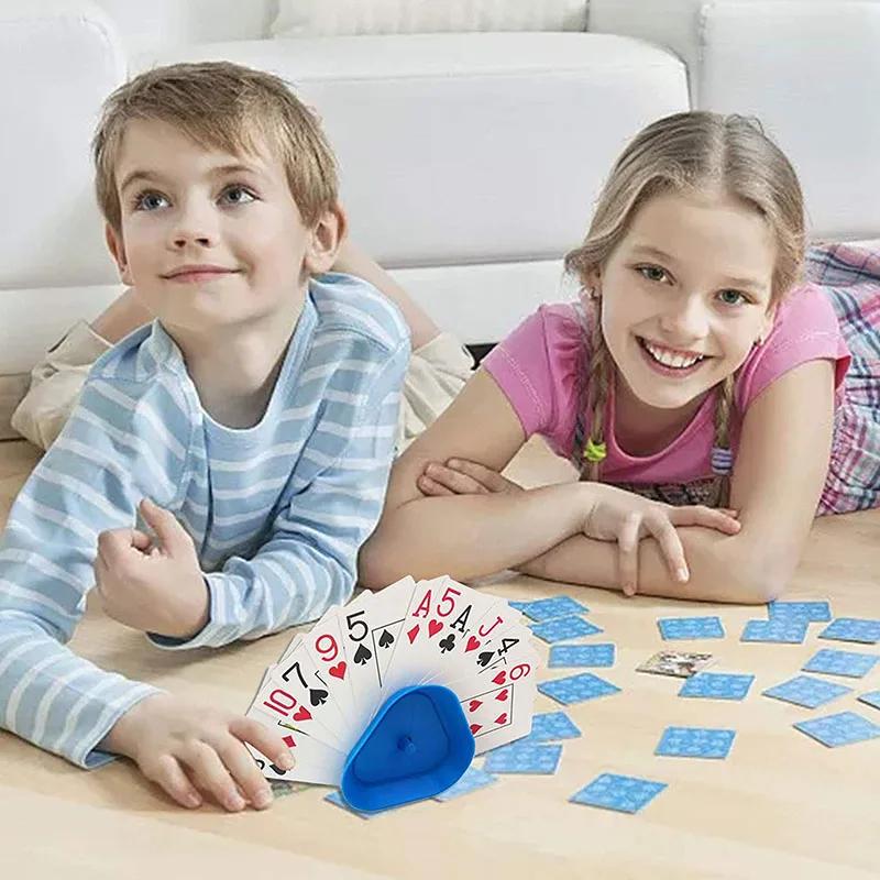 4pcs Triangle Card Holder For Poker Board Game Lazy Hands Free Stand For Kids Seniors