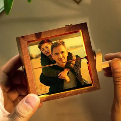 Op maat Gemaakte Flip Foto Doos Gepersonaliseerde Foto Flipbook Frame Animatie Machine Mechanische Hand-aangedreven Beeld Flipper met Licht