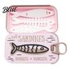 Organized Clavicle Chain Vintage Compact Box with Tin Jewelry Case Sardine Fishbone PLA Size Fashionable