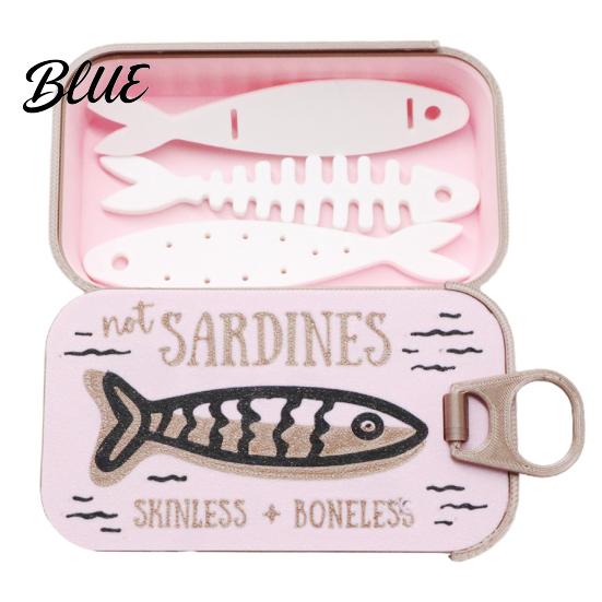 Organized Clavicle Chain Vintage Compact Box with Tin Jewelry Case Sardine Fishbone PLA Size Fashionable
