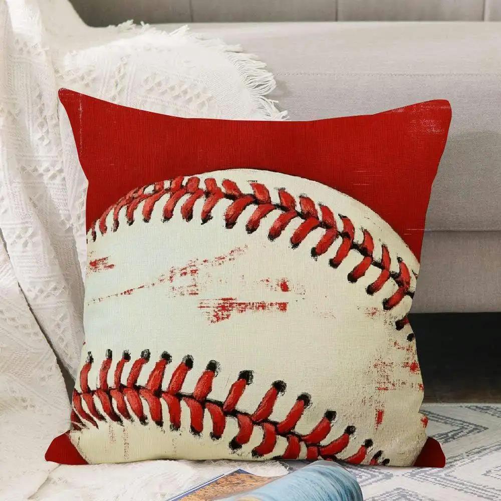 Baseball Pattern Sofa Cushion Cover Double Sided Print For Indoor Outdoor Home Decor Polyester Fabric Soft Skin Friendly