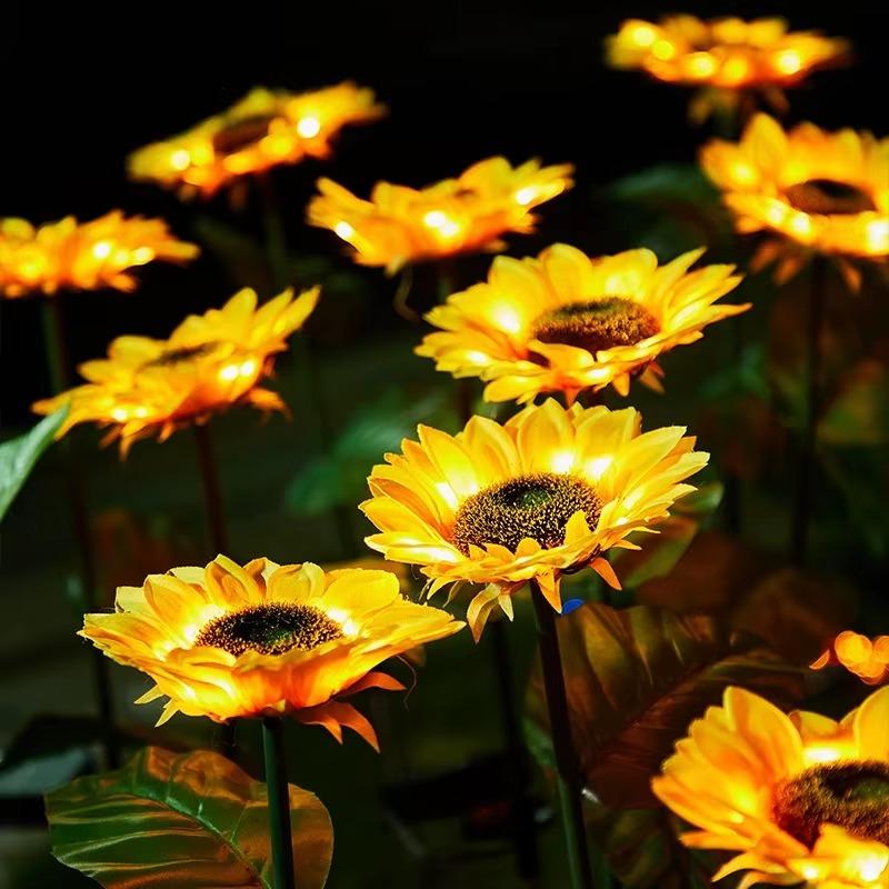 LED Zewnętrzna Solarna Lampa Trawnikowa Sztuczny Motyl Słonecznik Solarne Lampy Gruntowe Ogrodowe Kemping Dekoracja Atmosfery na Przyjęcie Weselne