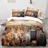 American City Landscape Duvet Cover Set Statue of Liberty Pattern King Queen Size Comforter Cover for Teen Polyester Bedding Set