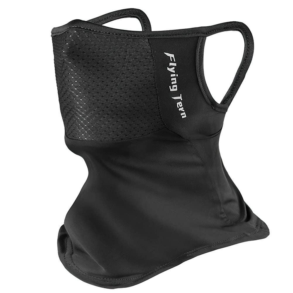 

Andeor Face Guard for Summer Certified UPF and Enhanced Neck Warmer with Ear Loops for Sun UV and Unisex Black Cover/Neck [Japan 50+, -5°C Cooling,