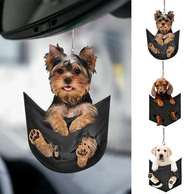 2D Dog Hanging Ornament Cute Funny Cartoon Pendant Key Chain Animal Pendant Car Rear View Mirror Backpack Accessories Acrylic