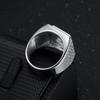 Luxury Full Rhinestone Vacuum Gold Plated Titanium Steel Hip Hop Men's Ring