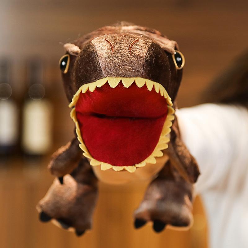 Interactive Cartoon Hand Puppets: Tiger, Penguin, Shark, Dinosaur - Parent-Child Activity Props with Movable Mouths for Kindergarten Fun