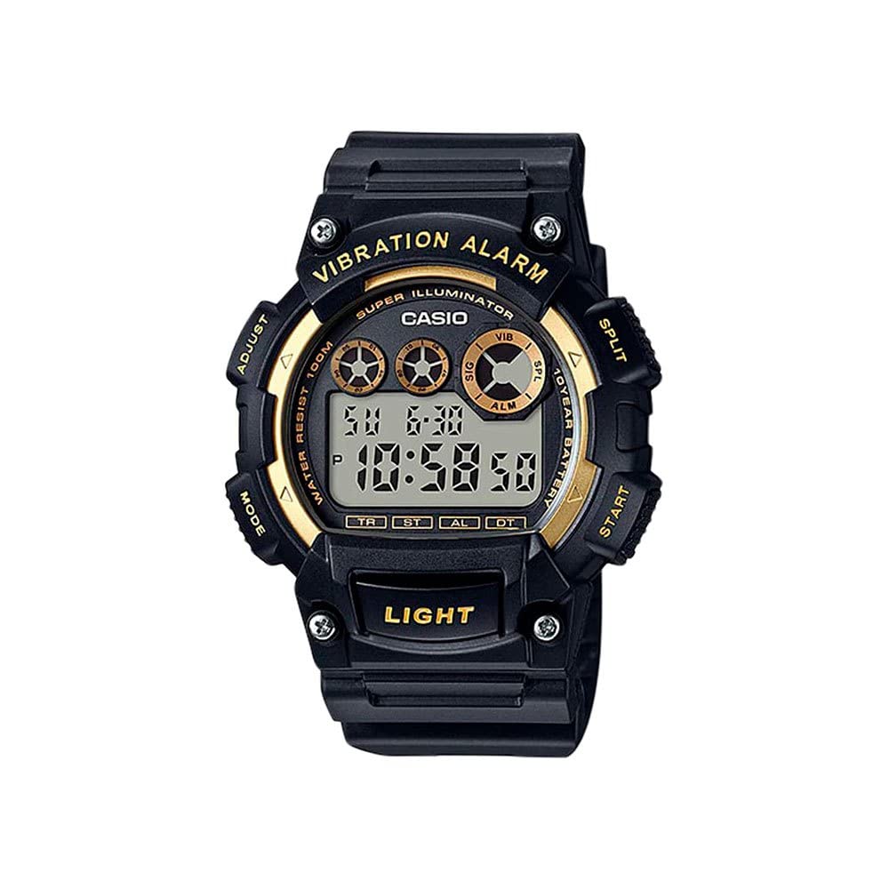 Мужские часы Casio Super Illuminator Кварцевые Нержавеющая сталь и Смола Черные, (Модель W-735H-1 A2VCF) чёрный