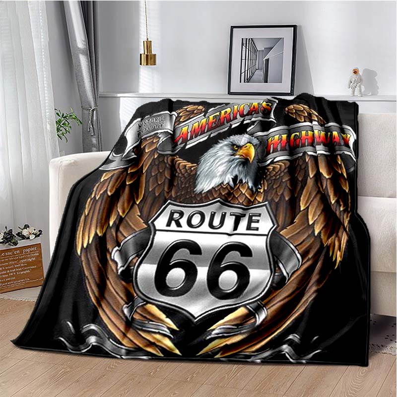 HD Vintage Route 66 Americká Historická Mateřská Silnice Tištěnádeka Domácí Extra Velká Měkká Potah na Rozkládací Pohovku Cestovnídeka Dárek