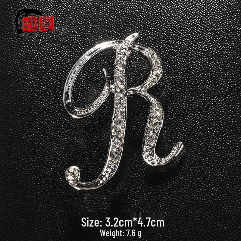 Men's Suit Jacket Brooch: Elegant English Letter Pin for a Stylish Touch