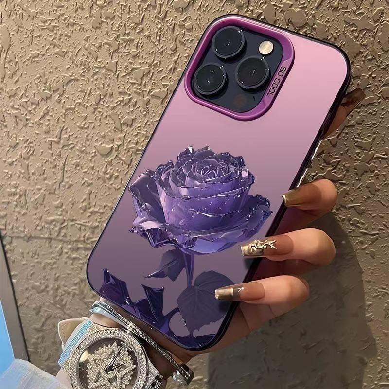 Purple ice rose is suitable for Apple 17Promax mobile phone case personalized vitality case iPhone16/15/14 Europe and America 13