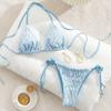 Dámský bikiny set s vázáním na straně, plavky s vodním vzorem 0901