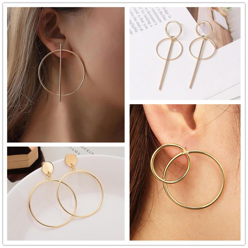 Round Dangle Earrings for Women Punk Personality Hanging Earrings Circle Pendants Drop Earrings Pendientes