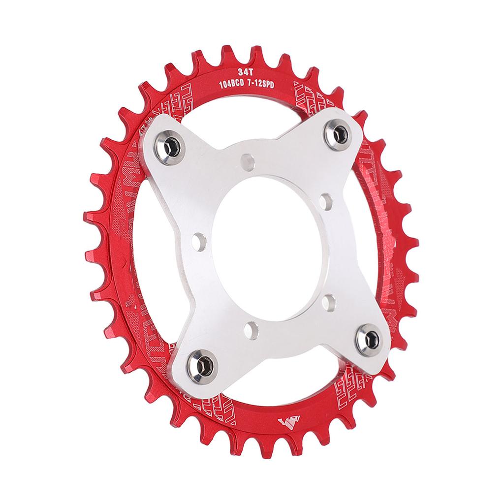 34T 104 BCD Electric Bike Chainring and Adapter for Bafang BBS01 BBS02 Mid Drive Motor Red