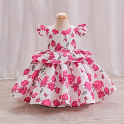 Girls' Dress High-end Printed Children's Dress New Princess Dress Flower Printed Party Dress Elegant Birthday Party Dress