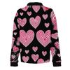 Damen Retro Street Lässiger V-Ausschnitt Langarm Knopf Valentinstag Herz Pullover Top