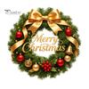 Christmas Party Supplies Wreath Window Stickers, Retro Santa Claus PVC Decals, Waterproof Decorative Festival Atmosphere Decor Static Clings