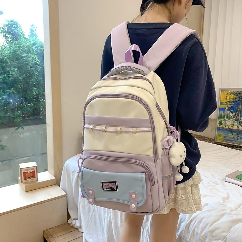 Colorblock Studenten Schultasche Damen Reise Rucksack