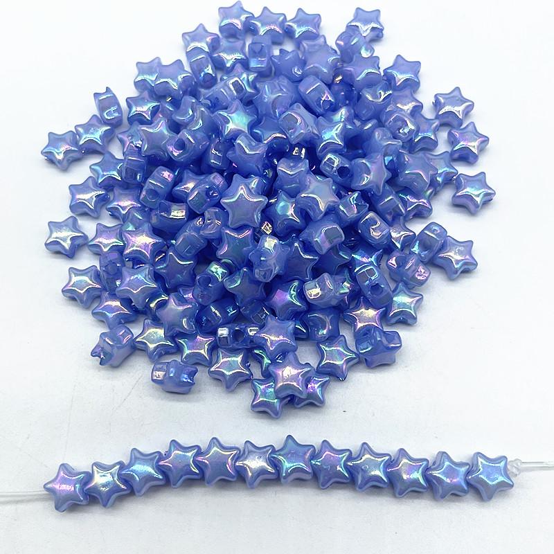 50pcs 10mm AB Colourful Five-pointed Star Acrylic Loose Spacer Beads for Jewelry Making DIY Handmade Bracelets Accessories