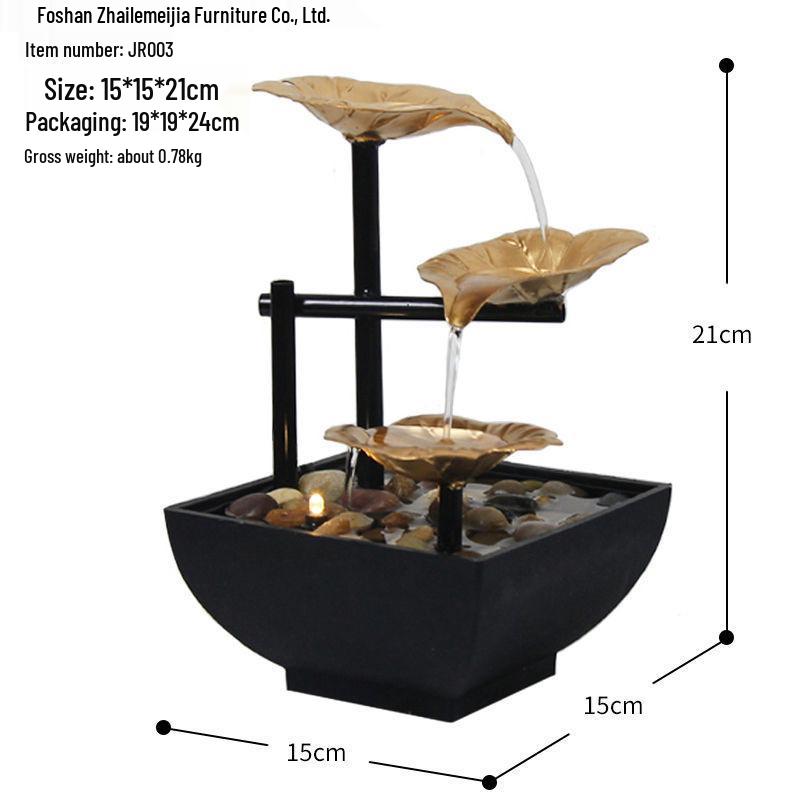 

Modern Minimalist Wealth-Attracting Water Fountain for Office or Living Room – Desktop Landscape Décor & Gift