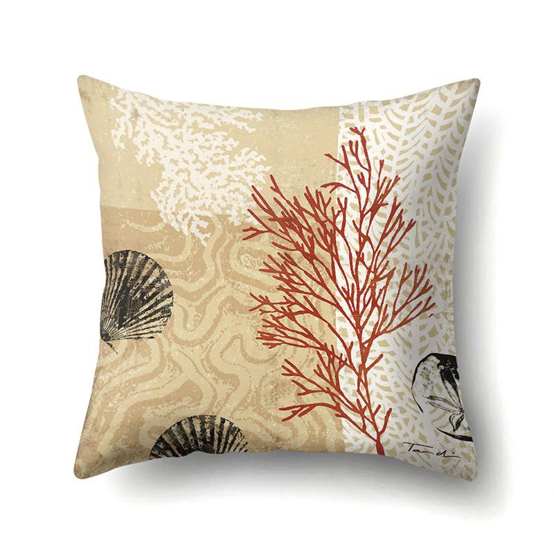 Blue Ocean Seaweed Polyester Pillow Case Car Decoration Home Print Pillow Bedside Sofa Waist Cushion Cover