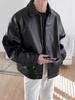 Men's Retro PU Leather Motorcycle Jacket - Casual Loose Fit, Autumn/Winter Style