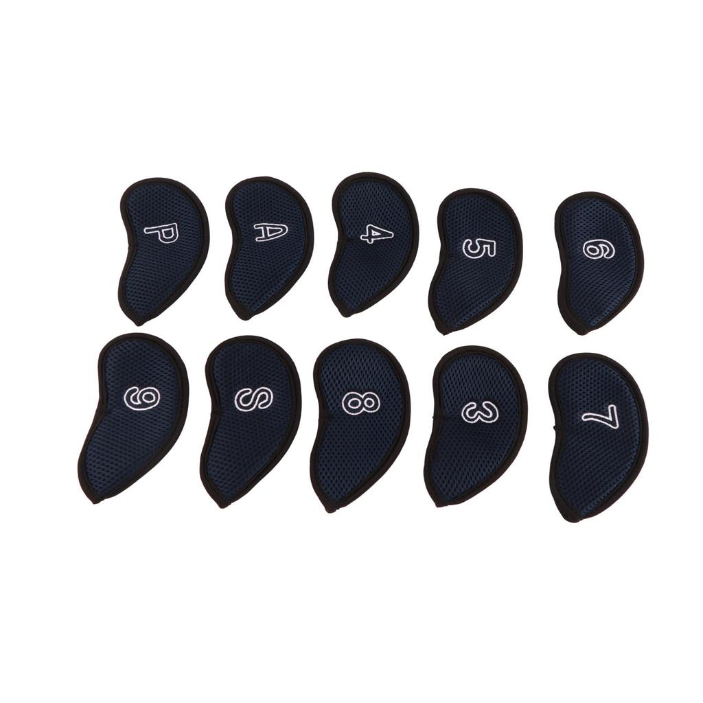 10pcs Golf Iron Covers Set with Numbers Waterproof Golf Head Cover Protective Headcover for Court Exercise Dark Blue