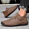 Men's Plus Size Casual Leather High-Top Work Shoes, Non-Slip Genuine Leather Handmade Shoes for Middle-Aged Dads.