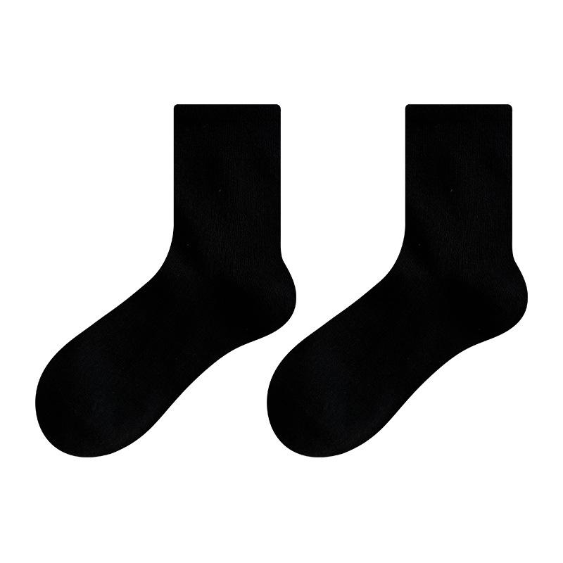 Wool Socks - Trendy Autumn-winter Color Double-needle Mid-calf Socks with Boodles Shoes for Warmth and Layering Effect