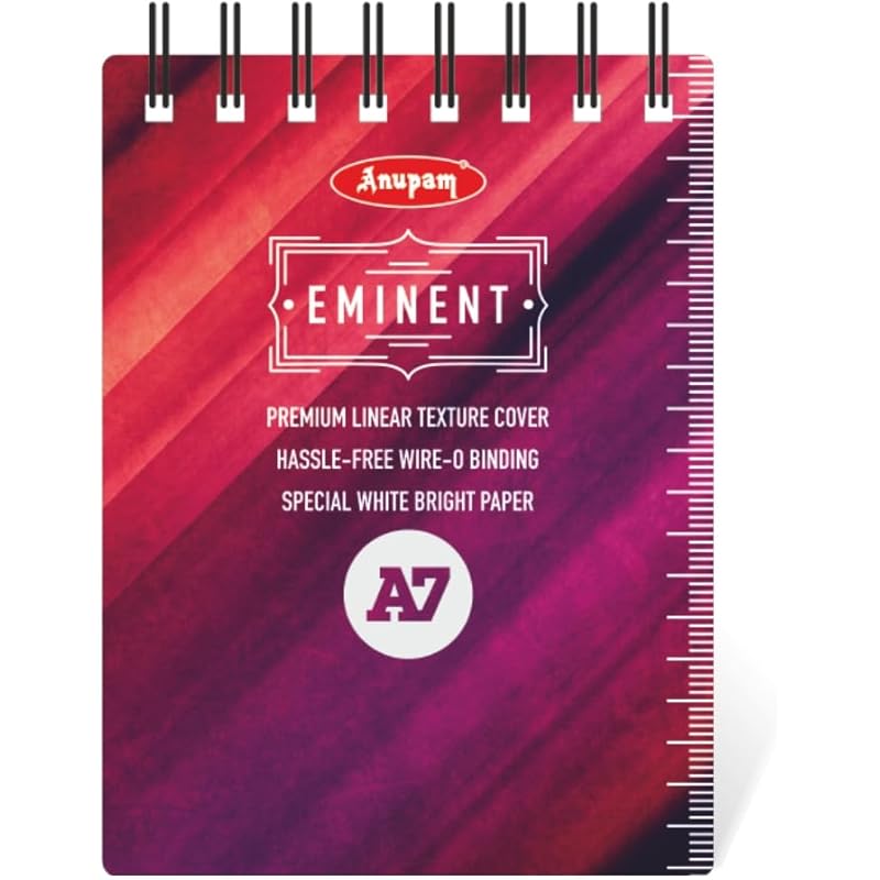 Anupam Eminent 1 Subject Notebook A7, 70 Gsm, 80 Sheets (160 Pages),College Ruled Spiral Subject Notebook For Work, Scho A7