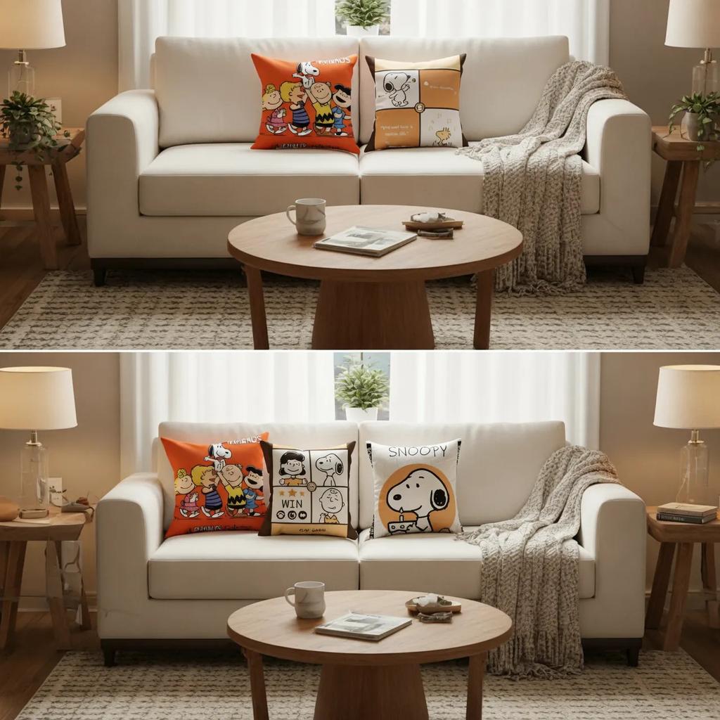 4pcs Pillowcases Cushions Snoopy Cute Gift 45x45cm