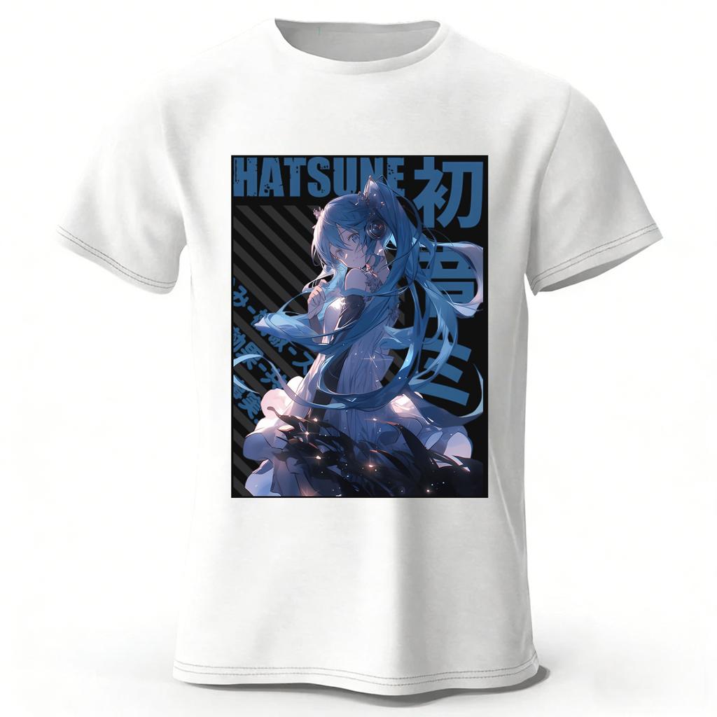 Hatsune Miku Dreamy Dress Cotton T-shirt Men Fashion Casual Comfortable Plus Size Short Sleeves Tops