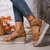 Fashion Luxury Women's Sandals 2025 Summer Wedges Thick Sole Sandals Women Ankle Buckle Platform Shoes Woman Plus Size 35-43 High Heeled