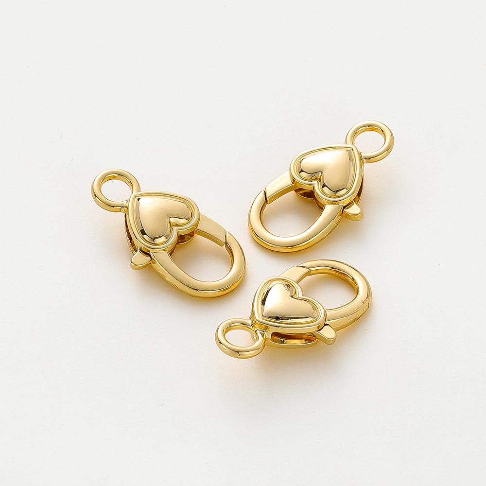 5pcs/lot14K 18K Gold Color Heart Lobster Clasps Connectors Charm Extender Clasps For DIY Necklace Jewelry Crafts Accessories