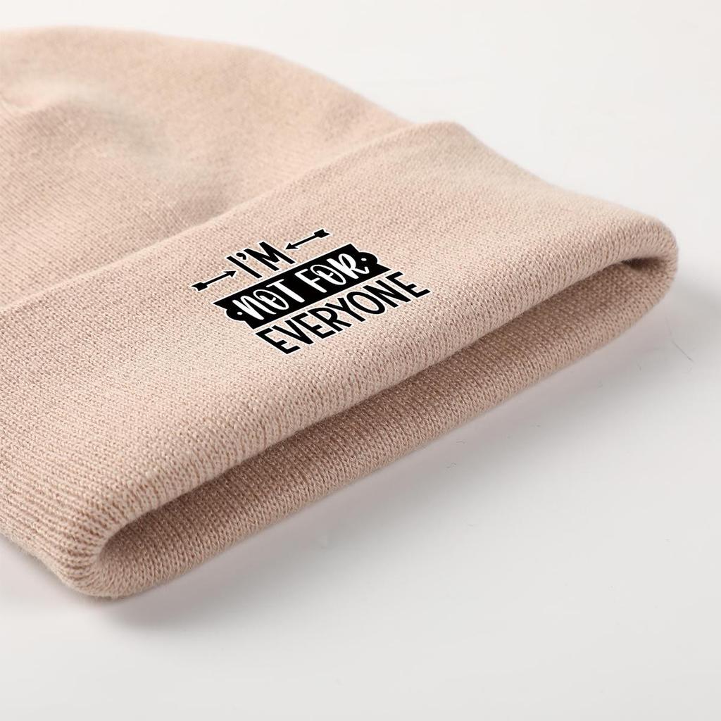 I'M NOT FOR EVERYONE\" Print Knit Cap Beanie, Text Man Cap Cancer Chemo Autumn Unisex Pompom Beanies Knitted Hat Beanie